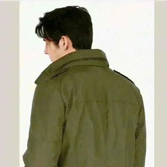 Express Men's Olive Green Nylon Five Pocket Jacket - Picture 2 of 4